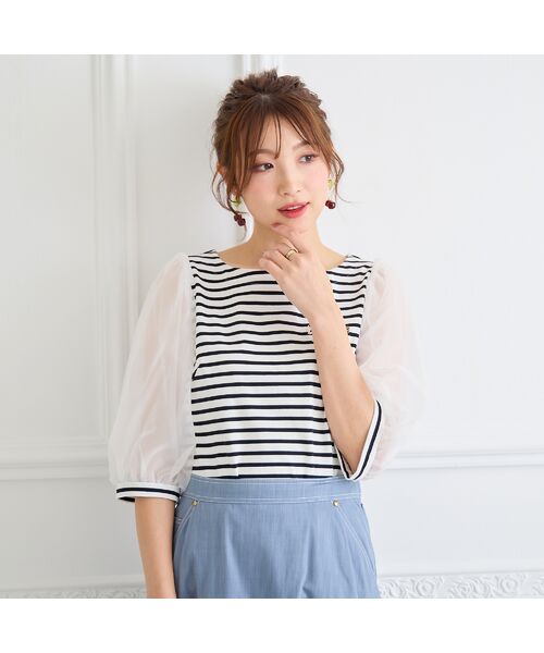 Rose Tiara / ローズティアラ カットソー | 【22fabric】リボンコレクター/ボーダーカットソー | 詳細1