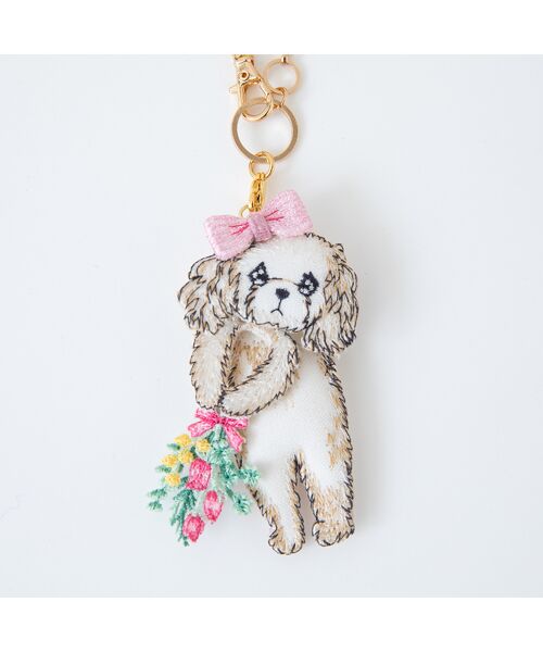Rose Tiara/ローズティアラ 【22fabric】うるうるわんこ/バッグチャーム ベージュ F Rose Tiara/ローズティアラ 【22fabric】うるうるわんこ/バッグチャーム ベージュ F