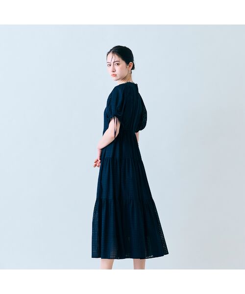 [新品タグ付] ローズティアラ　チェック ワンピース 42XL(LL)未使用 ローズティアラ チュニック サイズ42 グレー レディース