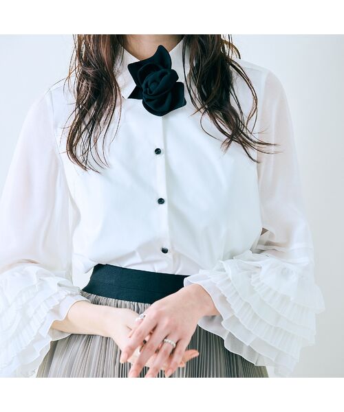 Rose Tiara/ローズティアラ シアーフリルスリーブブラウス オフ 38 Rose Tiara/ローズティアラ シアーフリルスリーブブラウス オフ 38