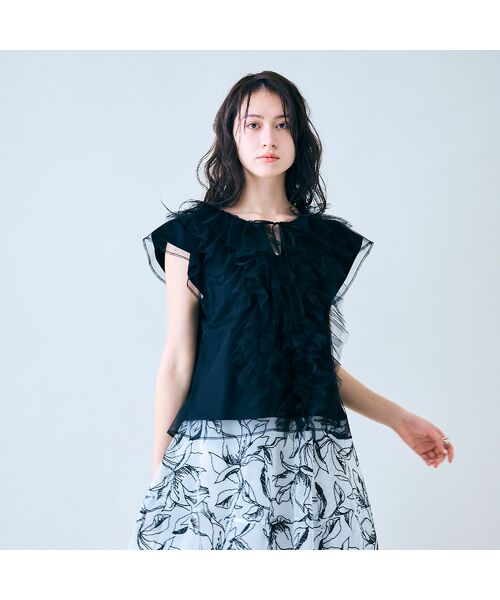 Rose Tiara/ローズティアラ チュールフリルブラウス ブラック 42 Rose Tiara/ローズティアラ チュールフリルブラウス ブラック 42