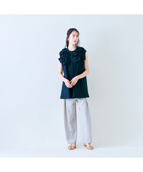 Rose Tiara/ローズティアラ タックワイドパンツ ベージュ 38 Rose Tiara/ローズティアラ タックワイドパンツ ベージュ 38