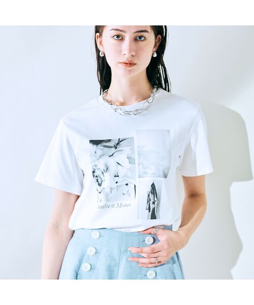 Rose Tiara/ローズティアラ フォトプリントTシャツ オフ 38 Rose Tiara/ローズティアラ フォトプリントTシャツ オフ 38