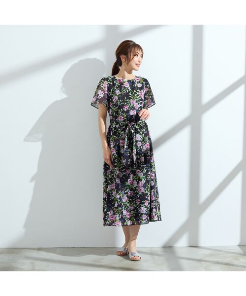 新品 ローズプリントワンピース ローズティアラ 大きいサイズ 46