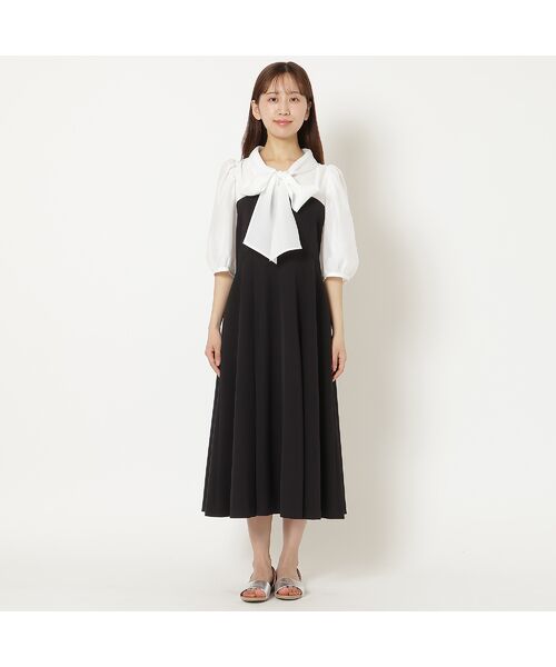 Rose Tiara / ローズティアラ ミニ丈・ひざ丈ワンピース | 【人気の美ワンピ/半袖】【接触冷感/UVカット】ダブルクロスリボンタイワンピース | 詳細4