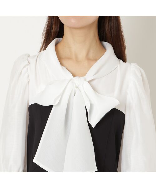 Rose Tiara / ローズティアラ ミニ丈・ひざ丈ワンピース | 【人気の美ワンピ/半袖】【接触冷感/UVカット】ダブルクロスリボンタイワンピース | 詳細7