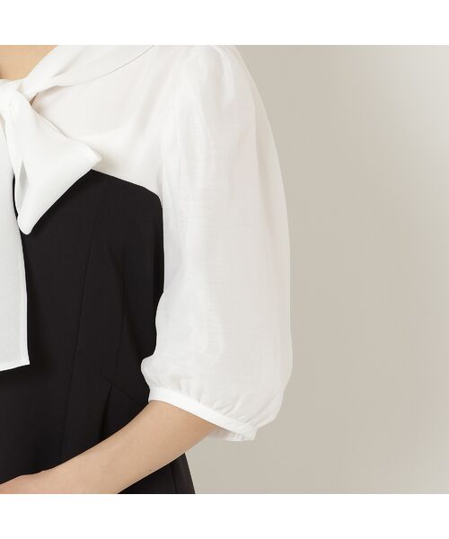 Rose Tiara / ローズティアラ ミニ丈・ひざ丈ワンピース | 【人気の美ワンピ/半袖】【接触冷感/UVカット】ダブルクロスリボンタイワンピース | 詳細9