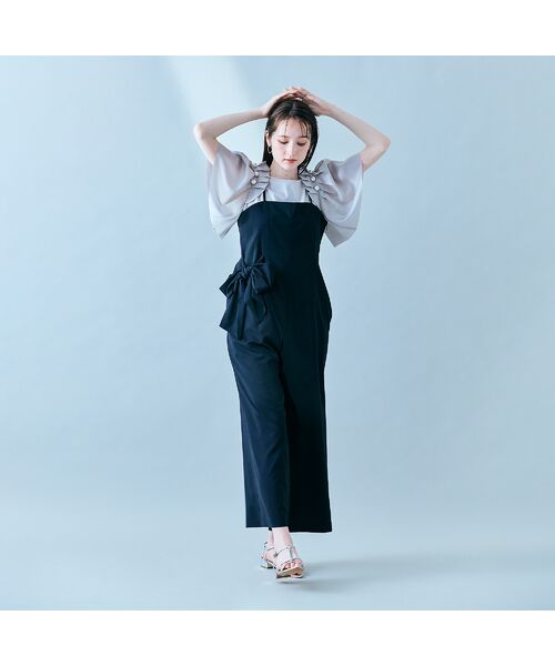 Rose Tiara/ローズティアラ リボン付きキャミソールサロペット ブラック 36