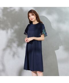 ローズティアラ 大きいサイズ お花モチーフチュニック ネイビー 50 刺繍チュニック ローズティアラ 大きいサイズ 46 ネイビー