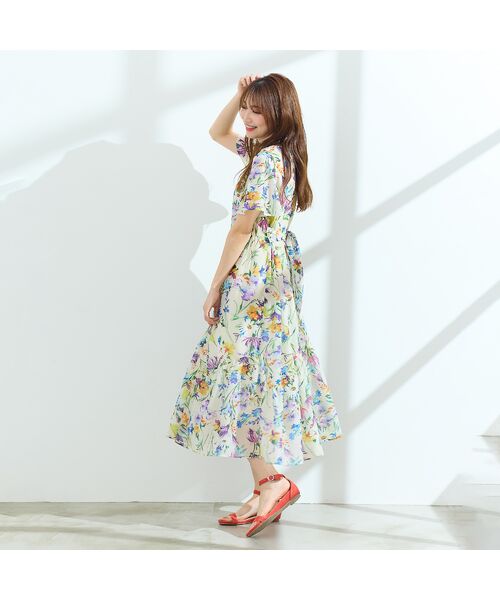Rose Tiara / ローズティアラ ミニ丈・ひざ丈ワンピース | 【手洗い可】水彩フラワーワンピース | 詳細5