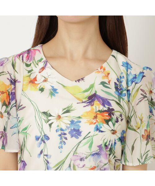 Rose Tiara / ローズティアラ ミニ丈・ひざ丈ワンピース | 【手洗い可】水彩フラワーワンピース | 詳細11