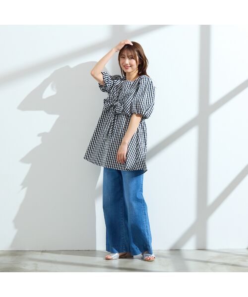 Rose Tiara / ローズティアラ シャツ・ブラウス | 【コットン100％/手洗い可】ギンガムチェックリボンブラウス | 詳細1