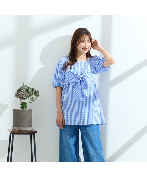 Rose Tiara / ローズティアラ シャツ・ブラウス | 【コットン100％/手洗い可】ギンガムチェックリボンブラウス | 詳細3