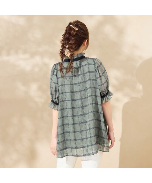 Rose Tiara / ローズティアラ シャツ・ブラウス | シアーチェック配色リボンブラウス | 詳細5