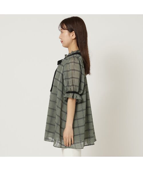 Rose Tiara / ローズティアラ シャツ・ブラウス | シアーチェック配色リボンブラウス | 詳細7