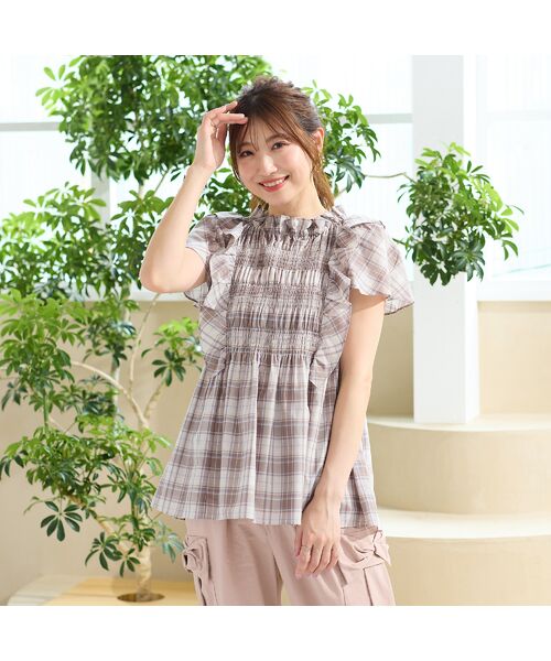 Rose Tiara / ローズティアラ シャツ・ブラウス | 【手洗い可】チェックシャーリングブラウス | 詳細2