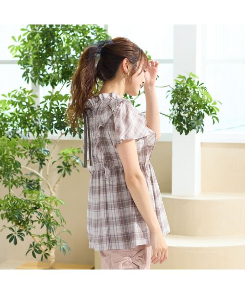 Rose Tiara / ローズティアラ シャツ・ブラウス | 【手洗い可】チェックシャーリングブラウス | 詳細3