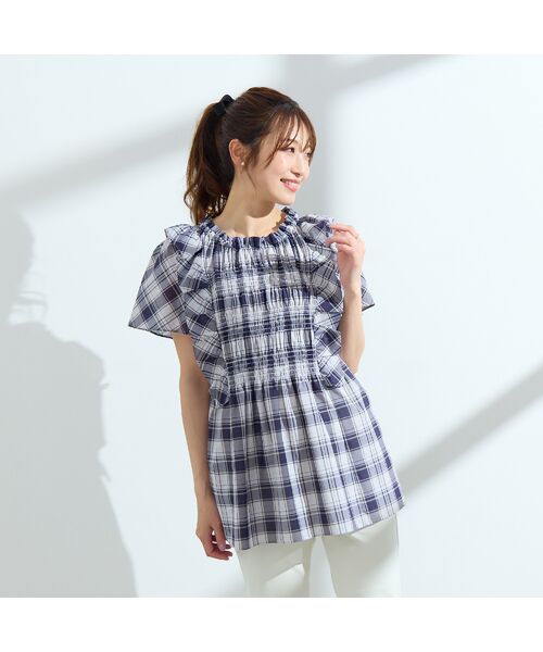 Rose Tiara / ローズティアラ シャツ・ブラウス | 【手洗い可】チェックシャーリングブラウス | 詳細6