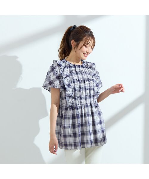 Rose Tiara / ローズティアラ シャツ・ブラウス | 【手洗い可】チェックシャーリングブラウス | 詳細7