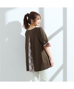 Rose Tiara / ローズティアラ カットソー | 【手洗い可】チェック切替カットソー