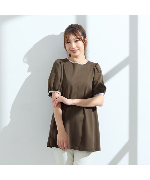 Rose Tiara / ローズティアラ カットソー | 【手洗い可】チェック切替カットソー | 詳細1