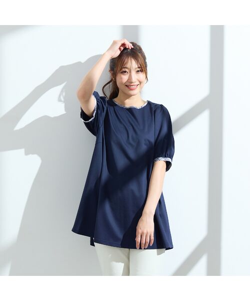 Rose Tiara / ローズティアラ カットソー | 【手洗い可】チェック切替カットソー | 詳細4