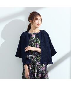 Rose tiara ローズティアラ　カーディガン　背中リボン　ネイビー　4L Rose Tiara - 大きいサイズ ローズティアラ Rose Tiara 透かし