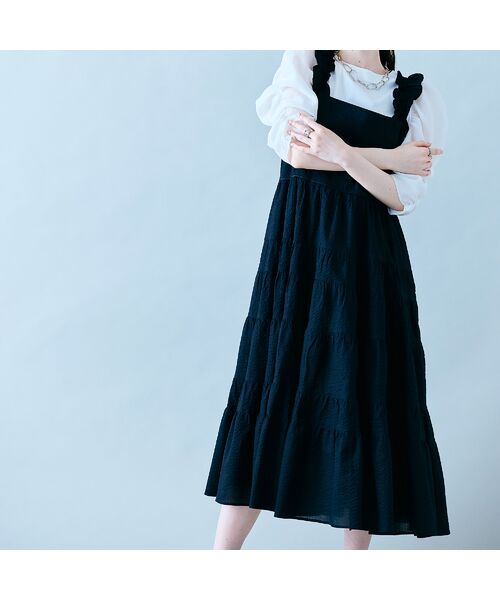 Rose Tiara / ローズティアラ ミニ丈・ひざ丈ワンピース | ランダムプリーツティアードワンピース | 詳細8