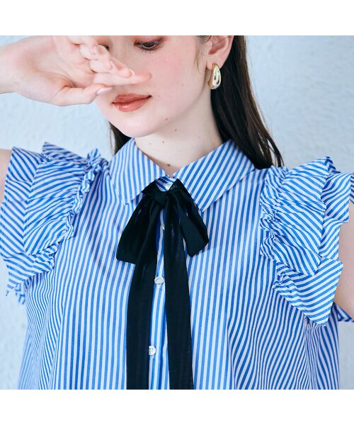 Rose Tiara / ローズティアラ シャツ・ブラウス | ダブルスリーブフレアシャツブラウス/ストライプ | 詳細6