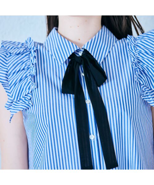 Rose Tiara / ローズティアラ シャツ・ブラウス | ダブルスリーブフレアシャツブラウス/ストライプ | 詳細7