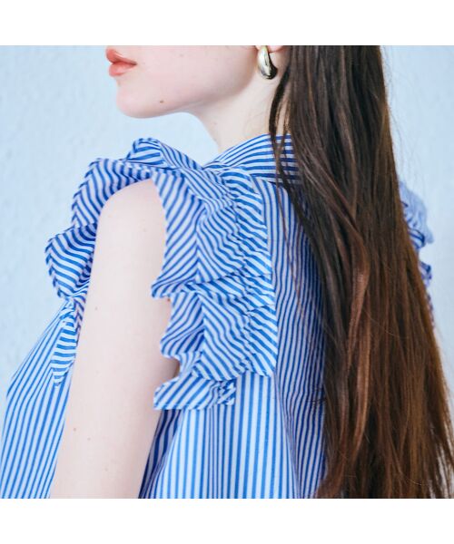 Rose Tiara / ローズティアラ シャツ・ブラウス | ダブルスリーブフレアシャツブラウス/ストライプ | 詳細8