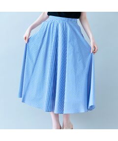 Rose Tiara / ローズティアラ ミニ・ひざ丈スカート | バイヤス使いフレアスカート/ストライプ