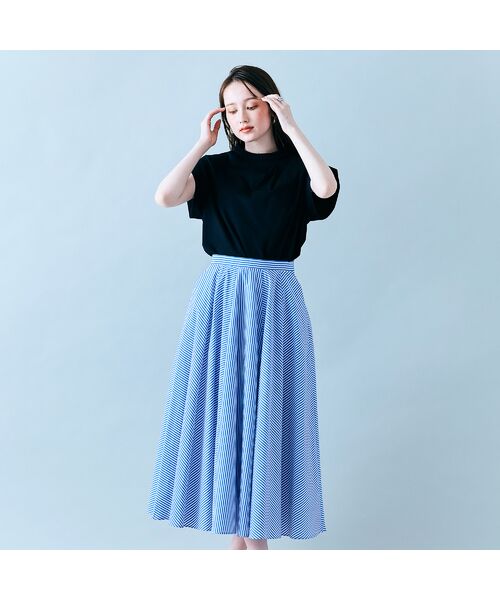 Rose Tiara / ローズティアラ ミニ・ひざ丈スカート | バイヤス使いフレアスカート/ストライプ | 詳細2