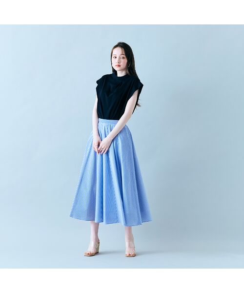 Rose Tiara / ローズティアラ ミニ・ひざ丈スカート | バイヤス使いフレアスカート/ストライプ | 詳細3