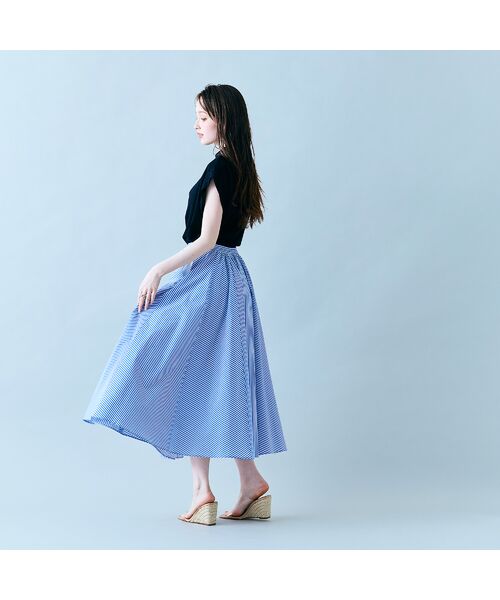 Rose Tiara / ローズティアラ ミニ・ひざ丈スカート | バイヤス使いフレアスカート/ストライプ | 詳細4