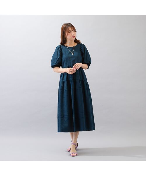 Rose Tiara / ローズティアラ ミニ丈・ひざ丈ワンピース | 【接触冷感/コットン100%/イージケア】ミラクルウェーブワンピース | 詳細1