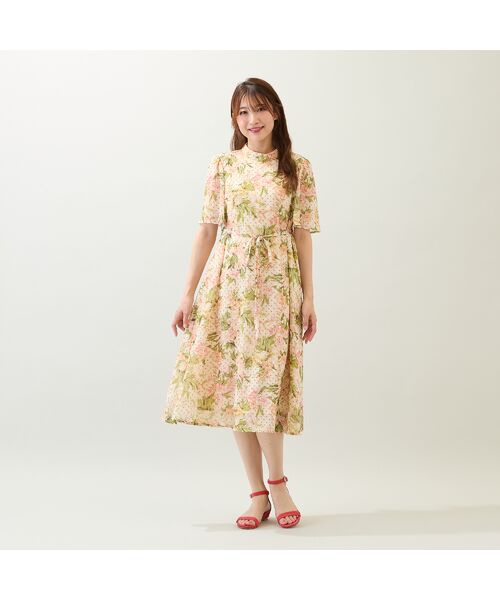 Rose Tiara / ローズティアラ ミニ丈・ひざ丈ワンピース | 【手洗いOK】アンティークローズプリントワンピース | 詳細1