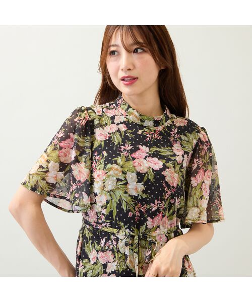 Rose Tiara / ローズティアラ ミニ丈・ひざ丈ワンピース | 【手洗いOK】アンティークローズプリントワンピース | 詳細3