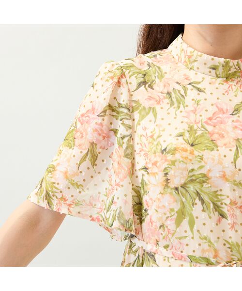 Rose Tiara / ローズティアラ ミニ丈・ひざ丈ワンピース | 【手洗いOK】アンティークローズプリントワンピース | 詳細9