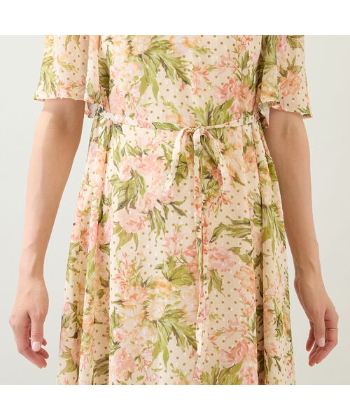 Rose Tiara / ローズティアラ ミニ丈・ひざ丈ワンピース | 【手洗いOK】アンティークローズプリントワンピース | 詳細10