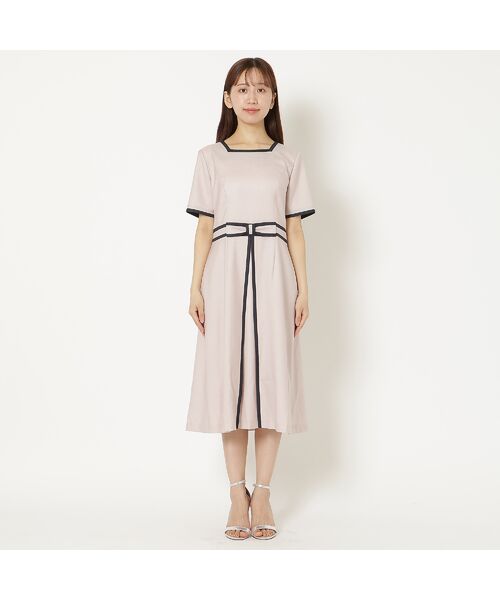 美シルエットワンピ】【接触冷感/防シワ】パイピングリボン