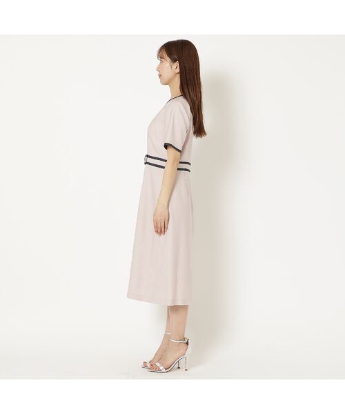 DABUWAWA 上品 長袖 ショートワンピース お花 リボン バイカラー 04825b5a8779085565e39631423624