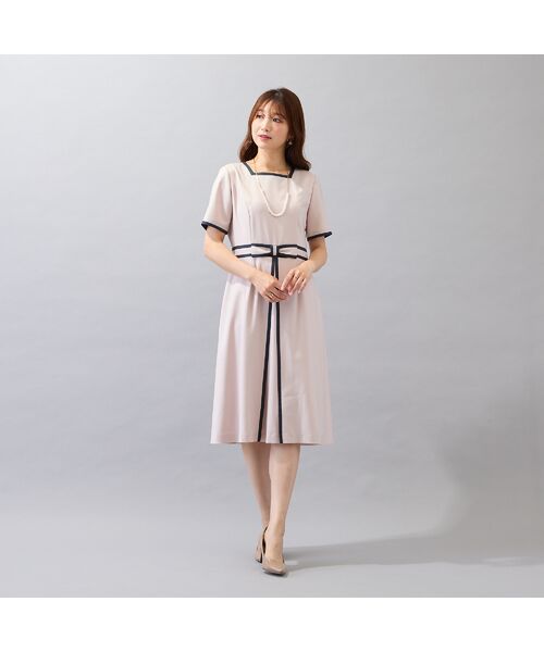 美シルエットワンピ】【接触冷感/防シワ】パイピングリボン