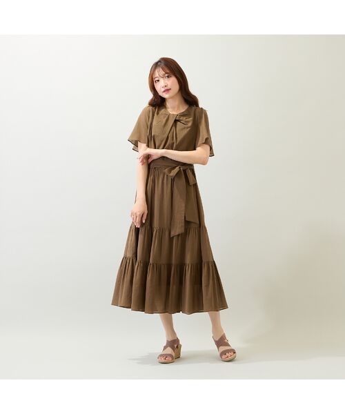 Rose Tiara / ローズティアラ ミニ丈・ひざ丈ワンピース | 【イージーケア/綿100%/手洗いOK】ノットネックワンピース | 詳細1