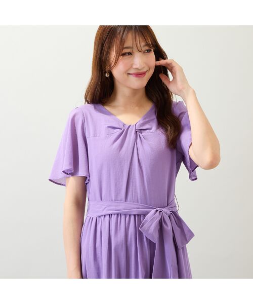 Rose Tiara 46　七分袖ワンピース　ネイビーカラー Rose Tiara」 7分袖ワンピース 46 ネイビー レディース