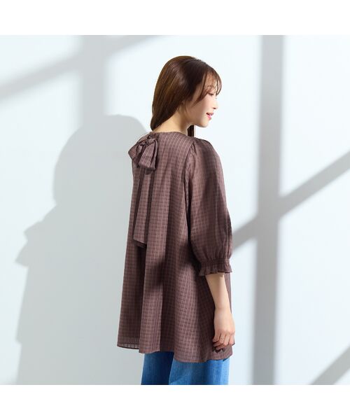 Rose Tiara / ローズティアラ シャツ・ブラウス | 【コットン100%/水洗い可】シースルーチェックバックリボンブラウス | 詳細2