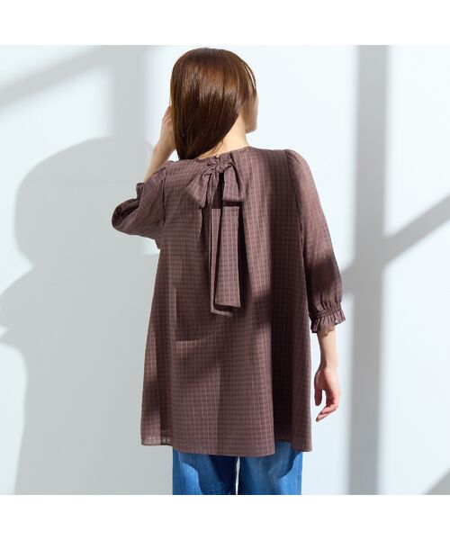 Rose Tiara / ローズティアラ シャツ・ブラウス | 【コットン100%/水洗い可】シースルーチェックバックリボンブラウス | 詳細3