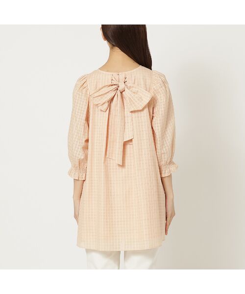 Rose Tiara / ローズティアラ シャツ・ブラウス | 【コットン100%/水洗い可】シースルーチェックバックリボンブラウス | 詳細8