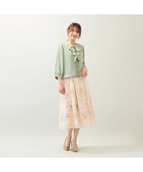 Rose Tiara / ローズティアラ ミニ・ひざ丈スカート | 【セットアップ対応】パネル風刺繍スカート | 詳細2