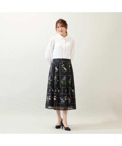Rose Tiara / ローズティアラ ミニ・ひざ丈スカート | 【セットアップ対応】パネル風刺繍スカート | 詳細6